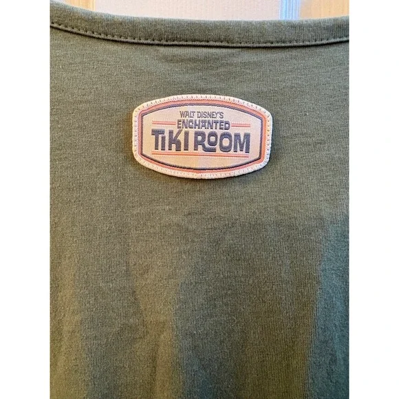 Disney Parks Enchanted Tiki Room Embroidered Parrot Dress Olive Green XL Pockets - Picture 5 of 9